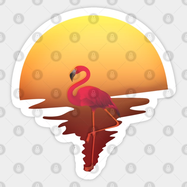 Flamingo Sunset Sticker by MiruMoonie